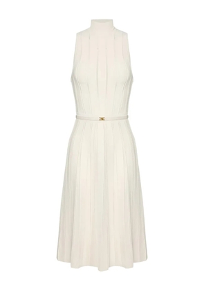 Elisabetta Franchi high-neck openwork midi knit dress - Neutrals