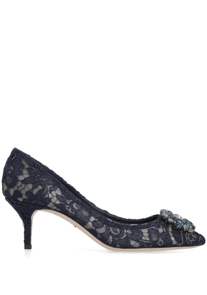 Dolce & Gabbana lace-detail 75mm heeled pumps - Blue