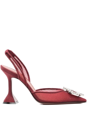 Amina Muaddi 95mm Begum embellished slingback pumps - Red