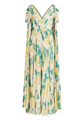Huishan Zhang leaves-print maxi dress - Yellow