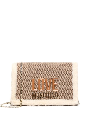 Love Moschino logo-plaque shoulder bag - Neutrals