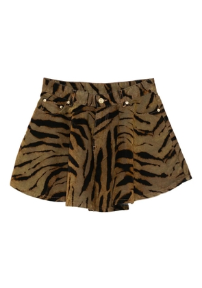 GANNI tiger-print pocket mini skirt - Brown