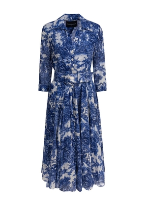 Samantha Sung toile-print belted midi dress - Blue