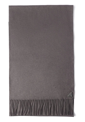 Prada logo-plaque silk-cashmere scarf - Grey