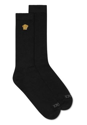Versace Medusa-embroidered ribbed socks - Black