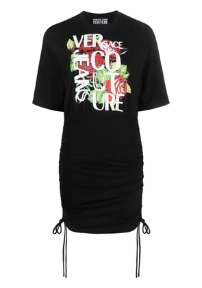 Versace Jeans Couture Roses logo-print T-shirt dress - Black