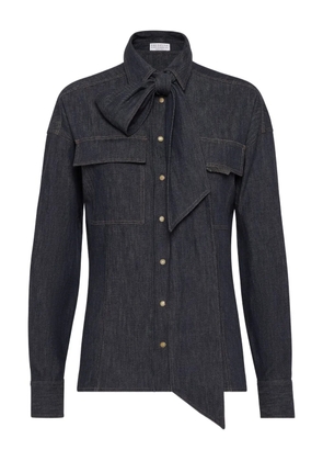 Brunello Cucinelli pussy-bow shirt - Blue