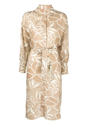 Xacus graphic-print asymmetric dress - Neutrals