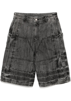 Juun.J acid-wash denim shorts - Black