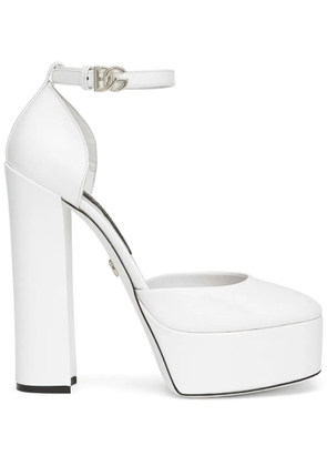 Dolce & Gabbana 105mm patent-leather platform pumps - White