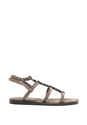 Brunello Cucinelli beaded strappy sandals - Brown