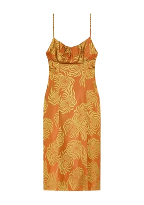 DRIES VAN NOTEN geometric-pattern midi dress - Orange