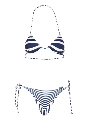 Jean Paul Gaultier striped lace-up bikini - White