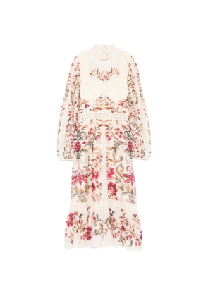 FARM Rio lace floral-print midi dress - Neutrals