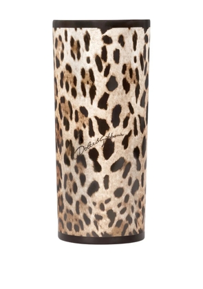 Dolce & Gabbana cylindrical leopard porcelain vase (10cm) - Brown