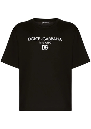 Dolce & Gabbana logo-embroidered cotton T-shirt - Black
