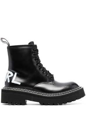 Karl Lagerfeld Troupe brush-logo combat boots - Black