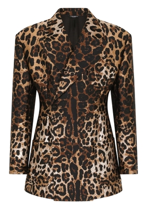 Dolce & Gabbana leopard-pattern jacquard blazer - Brown