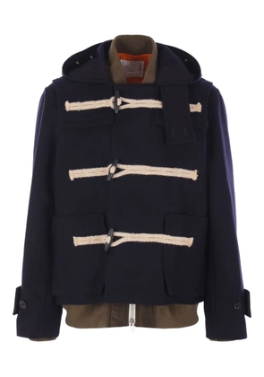sacai hooded toggle-fastening coat - Blue