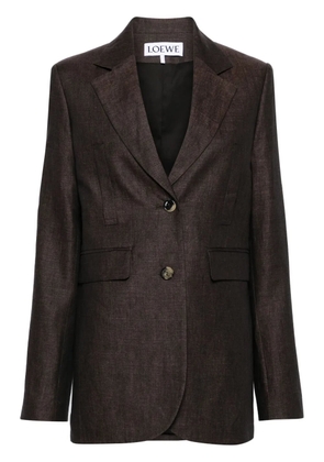 LOEWE single-breasted linen blazer - Brown