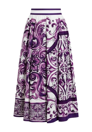 Dolce & Gabbana Majolica-print midi skirt - White