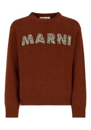 Marni logo-detail wool sweater - Brown