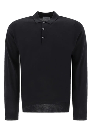 John Smedley long-sleeve classic-collar polo shirt - Black