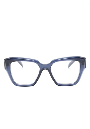 Prada Eyewear enamel triangle logo square-frame glasses - Blue