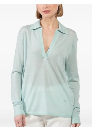Maria McManus V-neck collared top - Blue