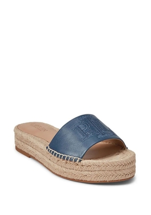 Lauren Ralph Lauren logo-embroidered platform espadrille sandals - Blue