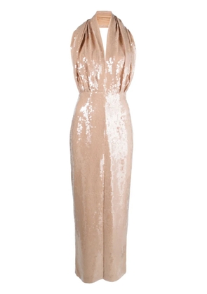 16Arlington sequin-embellished plunge dress - Neutrals