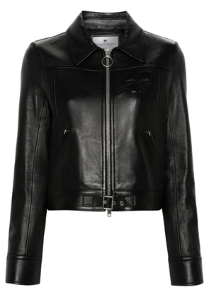 Courrèges Iconic zip-up leather jacket - Black