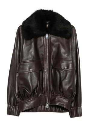 KHAITE fur-collar leather jacket - Brown