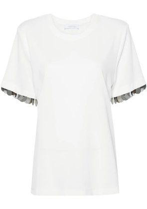 Rabanne paillette-embellished crepe T-shirt - White