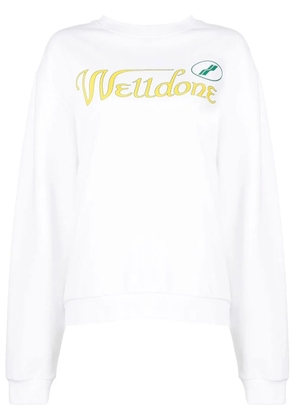 We11done logo-print cotton hoodie - White