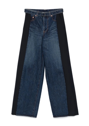 sacai contrast-panel wide-leg jeans - Blue