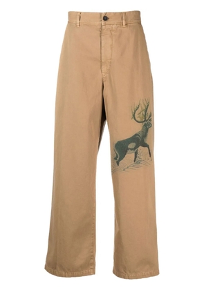 Incotex graphic-print wide-leg trousers - Neutrals