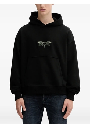 HUGO bird-embroidery hoodie - Black