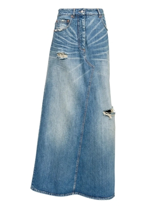 MM6 Maison Margiela logo-patch midi skirt - Blue