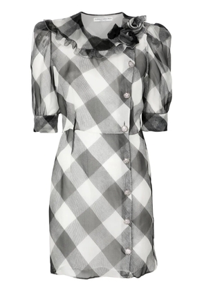 Alessandra Rich checked silk mini dress - White