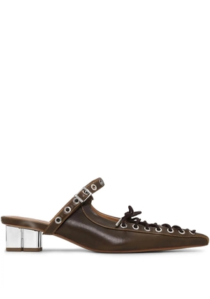 GANNI 35mm eyelet-embellished mules - Green