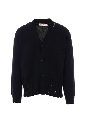 Marni embroidered logo V-neck cardigan - Black
