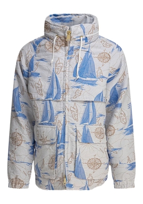 BEAMS PLUS nautical-print hooded jacket - White