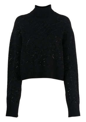 Blumarine crystal-embellished knitted jumper - Black