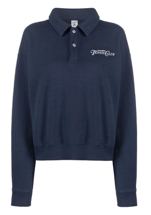 Sporty & Rich logo-print cotton polo top - Blue