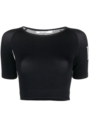 RHUDE logo-print cropped T-shirt - Black