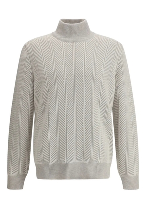 Brunello Cucinelli herringbone turtleneck sweater - Grey