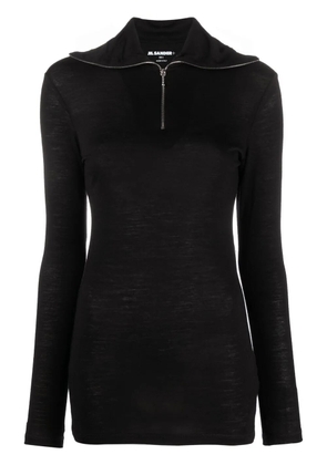 Jil Sander logo-print roll-neck knitted top - Black