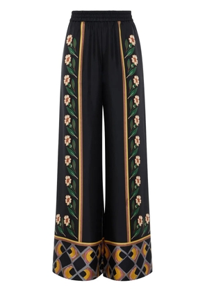 La DoubleJ floral-print palazzo trousers - Black