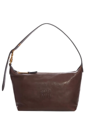 Miu Miu logo-embossed leather shoulder bag - Brown